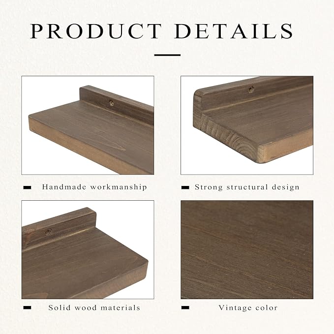 Freezing point Floating Shelf for Wall Set of 2 Natural Wood 23Inch Wall - Image 4
