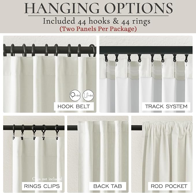 Cute Blackout Curtains 70 Inches Extra Wide Linen 84 Inch Length - Image 3