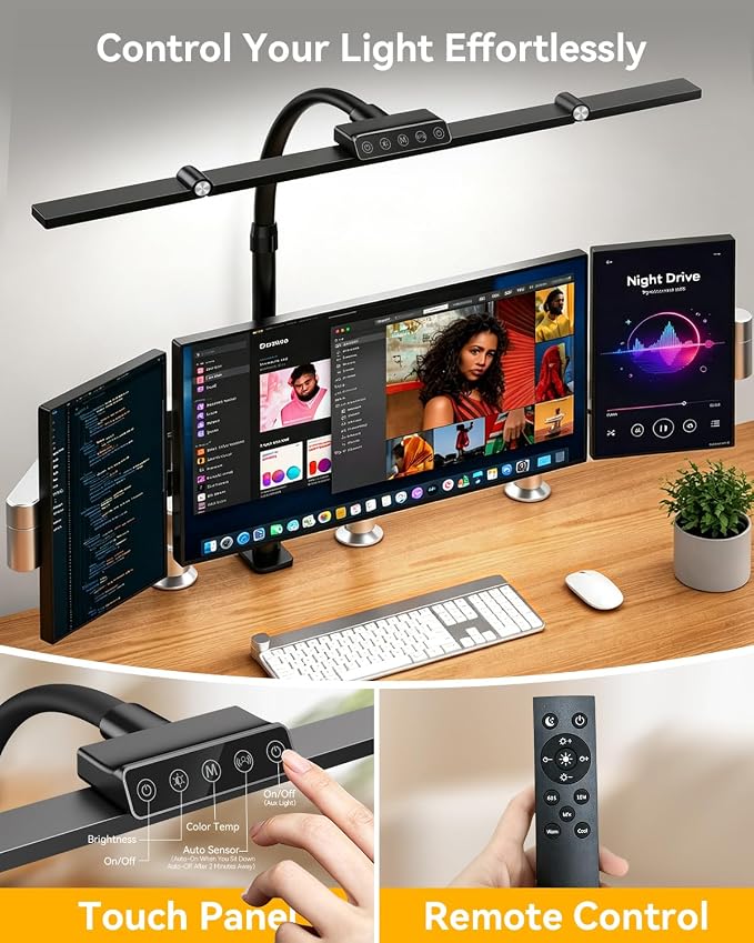 LED Desk Lamp with Clamp, 24W 3-Panel Light - Image 4