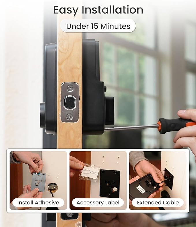 DESLOC B200 Keyless Entry Door Lock with Handle Set, Smart Locks for Front Door, Deadbolt Smart Lock, Front Door Locks Set, Electronic keypad Deadbolt with Handle, 12 Months Battery, IP54