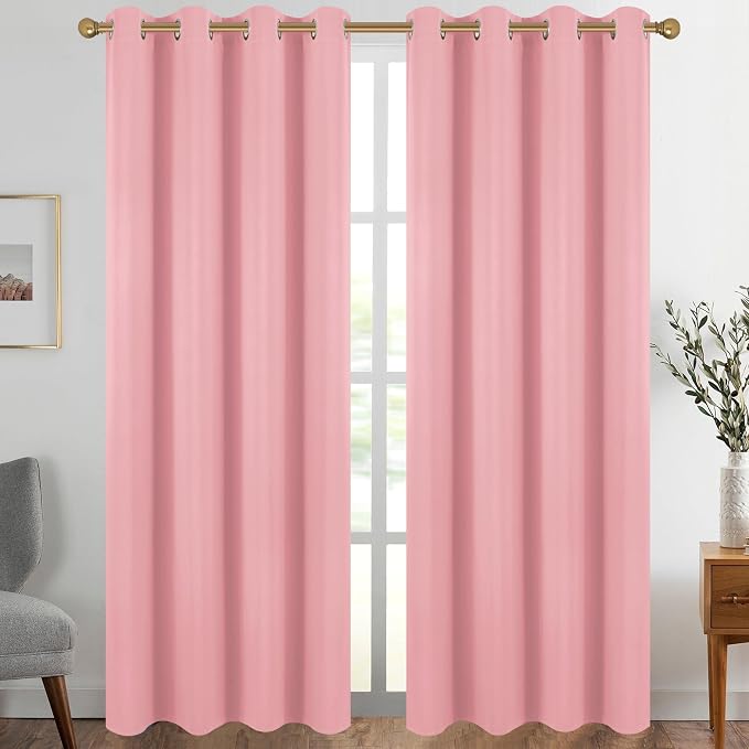 Diraysid Pink Grommet Blackout Curtains by Diraysid%2C+refresh+your+life