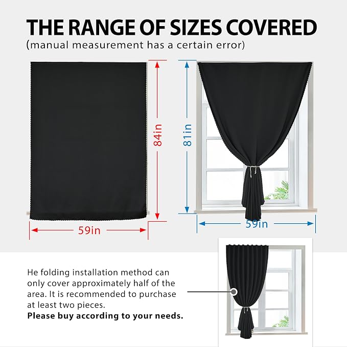 Paste Style Curtains for Windows, Bedroom Blackout Curtains for - Image 3