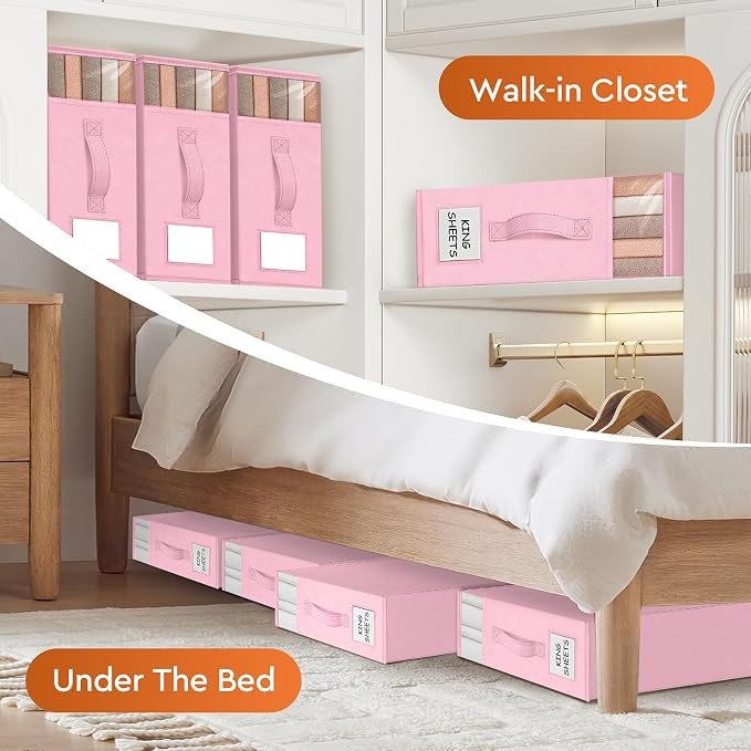 StorageTastic 8 Pack Bed Sheet Closet Organizers and Storage, Sturdy Foldable - Image 6