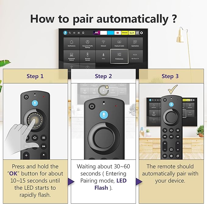 Replacement Voice Remote for Fire Smart Stick 4K/4k Max(1st/2nd Gen),Stick(2nd/3rd Gen)/Lite/HD,TV Cube,Remote for 3rd Gen,Omni,QLED Series,Some TCL,Hisense Smart TVs