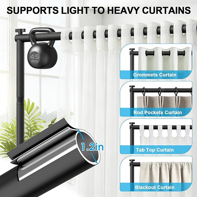 AKTOP Room Divider Curtain Rod, No Drill Freestanding Room Separator, Privacy - Image 4