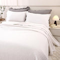 ROOMLIFE Quilt Set Full Size 3D Floral Embroidery Pattern 3-Piece Cotton by ROOMLIFE