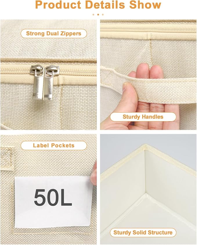 punemi 6 inch Tall Sturdy Under Bed Storage Box, 50L Large Capacity - Image 6