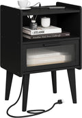 MMEOLUOOK Nightstand with Charging Station, Bedside Tables, End Table Side by MMEOLUOOK