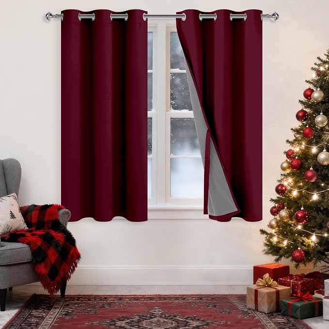 XWZO 100% Blackout Window Curtains- Thermal Insulated & Noise Reduction Black by XWZO