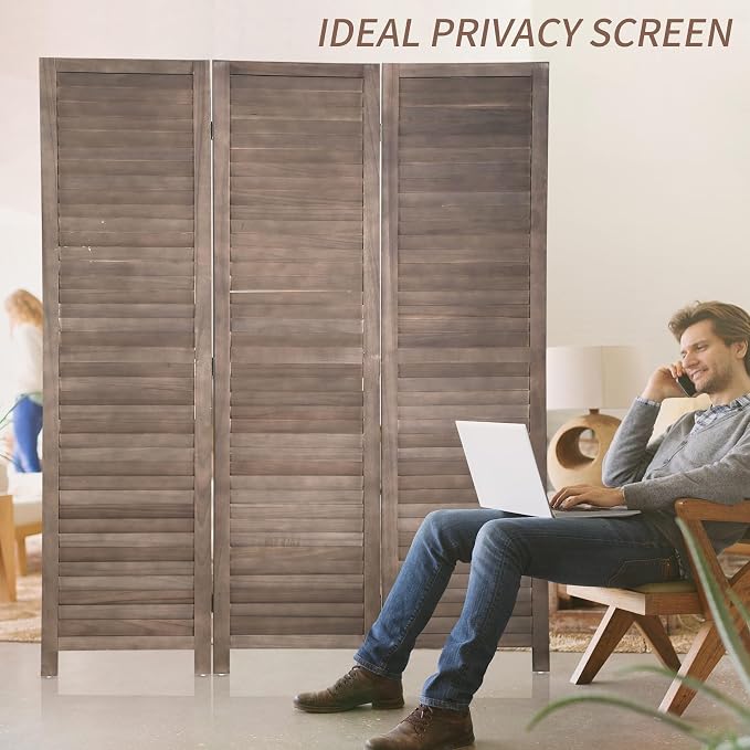 BLKMTY Room Divider 3 Panel Privacy Screen Folding Screen Tall Wood Screen - Image 7