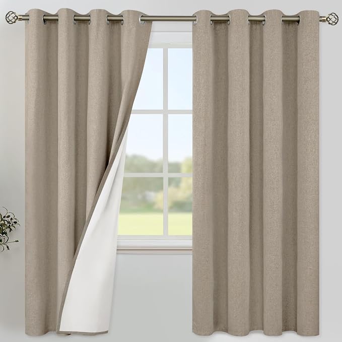 YoungsTex Taupe Linen 100% Blackout Curtains by YoungsTex
