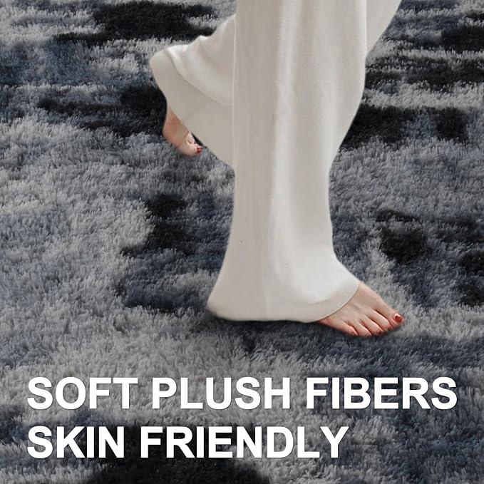 5x7 Ft Large Shag Rugs for Bedroom Living Room, Tie Dyed Ultra Soft Fluffy - Image 4