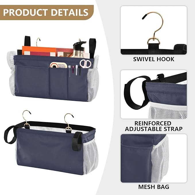 DOMIKING Navy Blue Bedside Caddy - Image 5