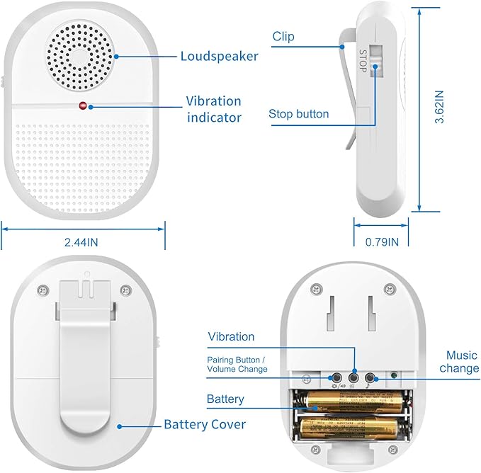 CallToU Wireless Caregiver Pager Waterproof Call Button Vibration Call Button for Elderly at Home Disabled Patient Elderly Monitoring Nurse Calling 2 SOS Call Buttons/Transmitters 500FT 2 Receivers