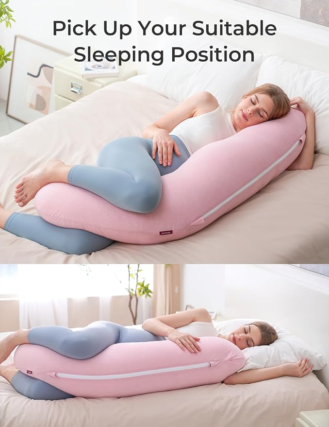 Momcozy J Shaped Pregnancy Pillow, Maternity Body Pillow - Image 8