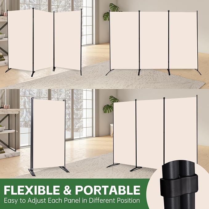 3 Panel Folding Room Divider, Sturdy Frame Freestanding Wall Divider | - Image 4