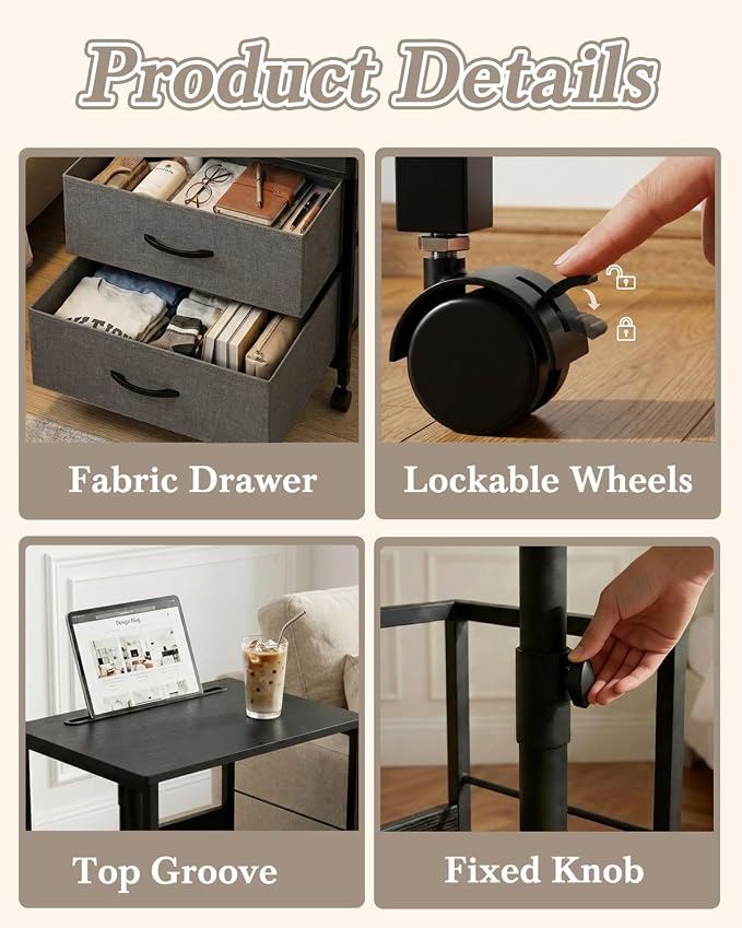 Faesun Swivel Lift Top Nightstand - Image 6