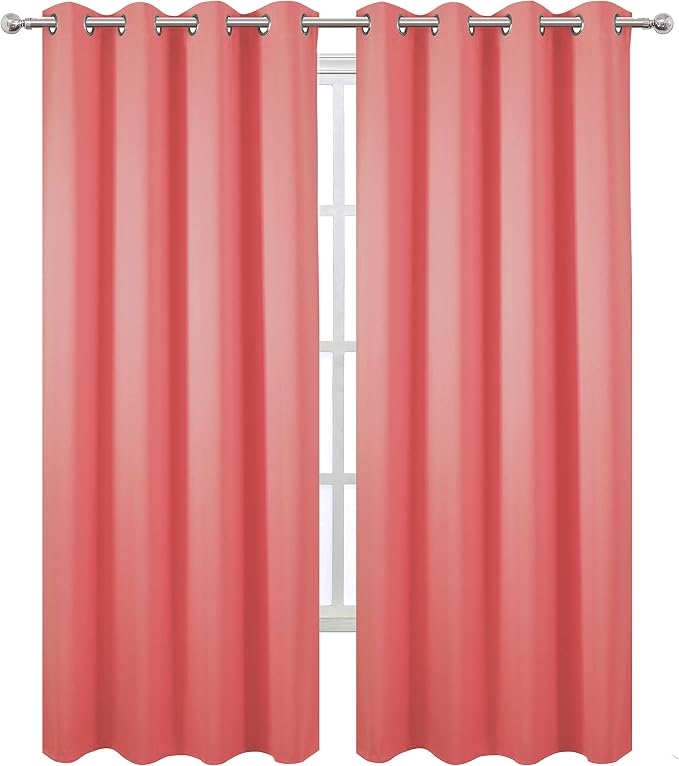 Blackout Curtains 66 x 95 inch/Coral Curtains Set of 2 Panels/Thermal Insulated - Image 2