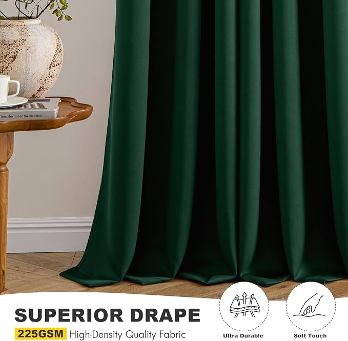 MIULEE Blackout Curtains for Bedroom 2 Panel 40 x 54 Inch Long Hunter Green | - Image 5