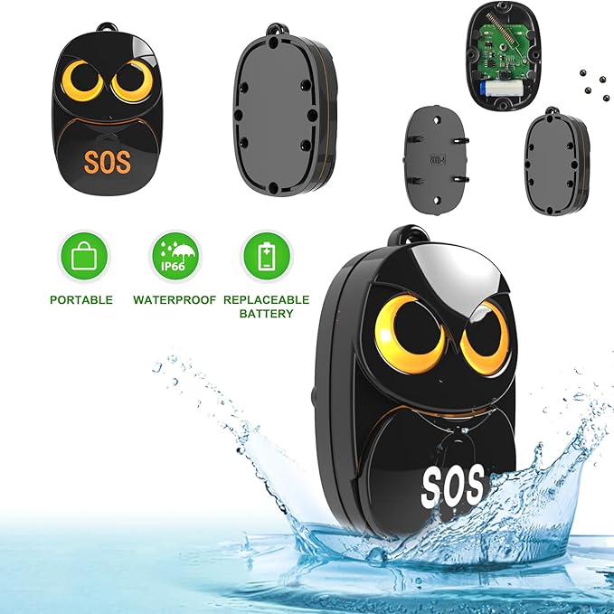HTZSAFE Caregiver Pager Wireless Call Button 500+ Feet, SOS Alert Nurse Calling Elderly Fall Help System for Patient/Disabled Monitoring at Home, IP55 Waterproof, 2 Transmitters + 2 Receivers, Black
