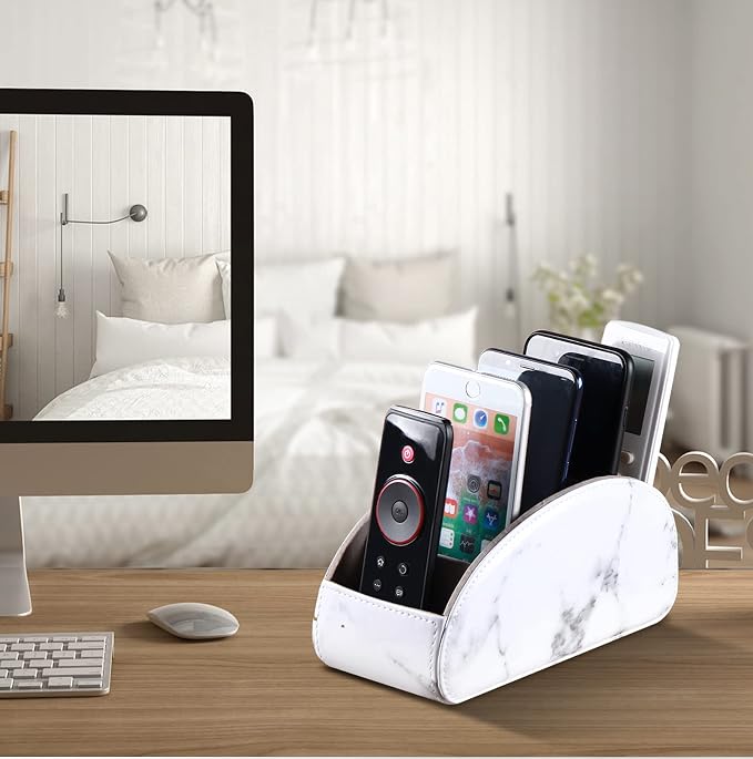 YAPISHI All-in-One Leather White TV Remote Holder - Image 5