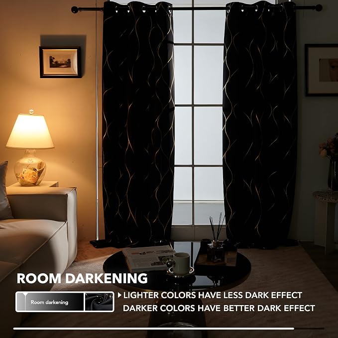 Deconovo Curtains for Living Room, Pattern Blackout Curtains 84 Inches Long | - Image 6