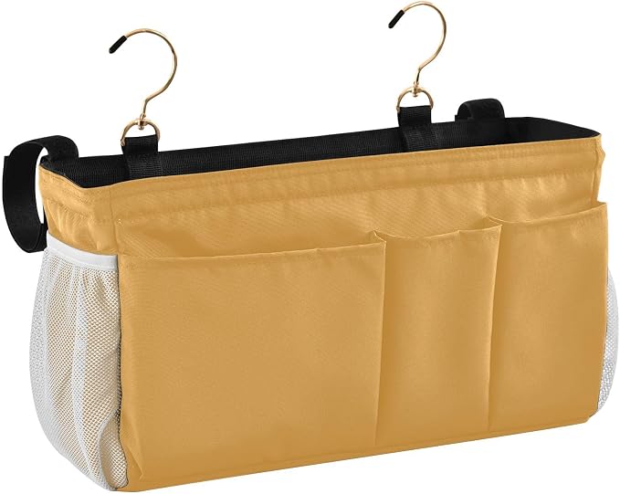 Mustard Yellow Bedside Caddy Storage Bag Bedside Organizer by KOPIRIT