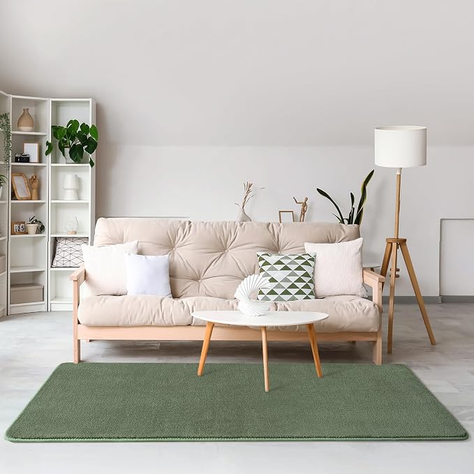 Modern Soft Hallway Runner Rug, 2x6 Sage Green Washable Runner Rugs | Fluffy - Image 7