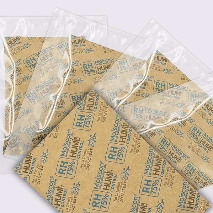 Wisesorb 75% Two-Way Humidity Control Packs - 60 Gram - 120 Pack - Moisture Control Packets Individually Wrapped for Storing 1 lb, Humidifier Packs for Storage Containers Hydration Packets