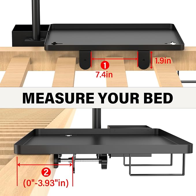 Bedside Shelf Metal Bed Shelf for Dorm Room Clip On Tray | 2-Tire Fan Shelf - Image 2