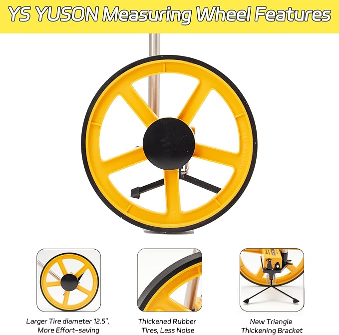 YS YUSON 12 Inch Measuring Wheel in Feet with Stronger Triangle Bracket, Rolling Measuring Wheel for Construction, Digital Measure Wheel with Tape Measure and Canvas Carrying Bag, Up to 10000 Ft