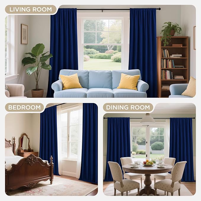 Joydeco 100% Blackout Curtains Velvet Black Out Curtain 96 Inch Drapes | - Image 8