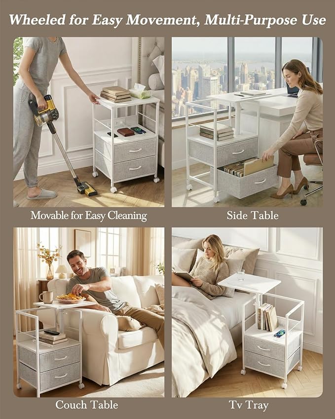 Faesun Swivel Lift Top Nightstand - Image 7