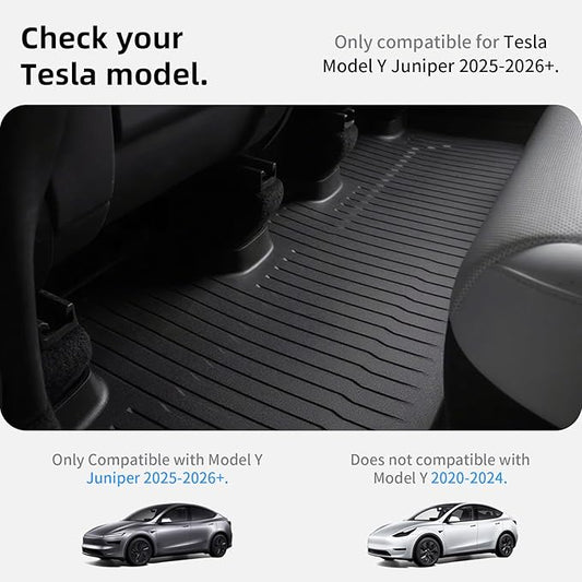 6 Pcs Liners for New Tesla Model Y Juniper Accessories 2025 2026 All Weather Floor Mats Front Frunk Rear Trunk Mats Cargo Liner TPE Anti-Slip 5-Seater