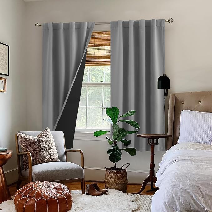 BGment Dove Grey 100% Blackout Curtains 63 Inch Length - Image 9
