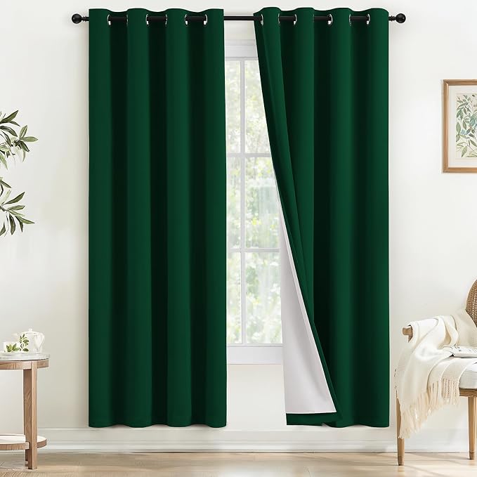 COSVIYA Drak Green 100% Blackout Curtains by COSVIYA