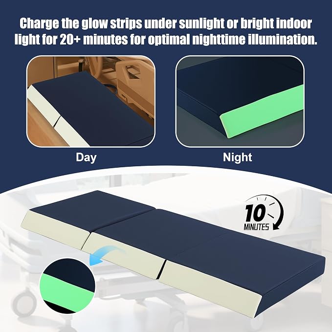 3-Inch Thick Fall Mat for Elderly, Waterproof Tri-Fold Bedside Safety Mat - Image 3