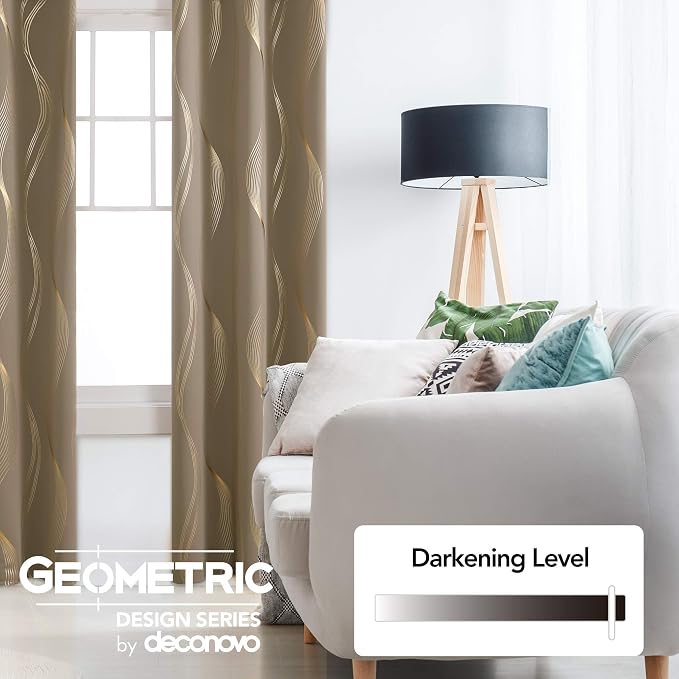 Deconovo Curtains for Living Room, Pattern Blackout Curtains 45 Inches Long | - Image 2