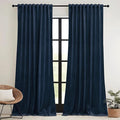 RYB HOME Navy Blue Velvet Blackout Curtains 90 inches by RYBHOME