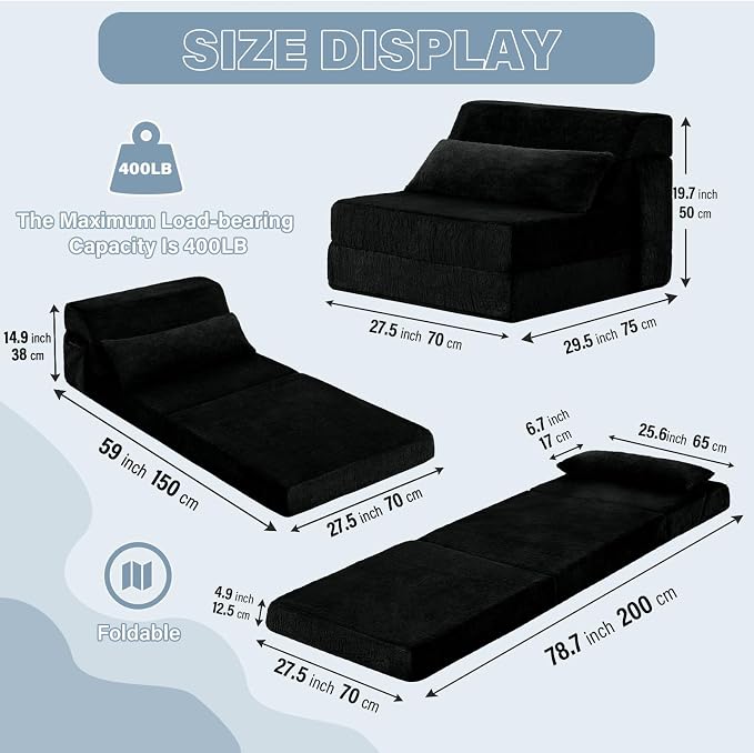 Convertible Folding Sofa Bed Single Size - Image 2