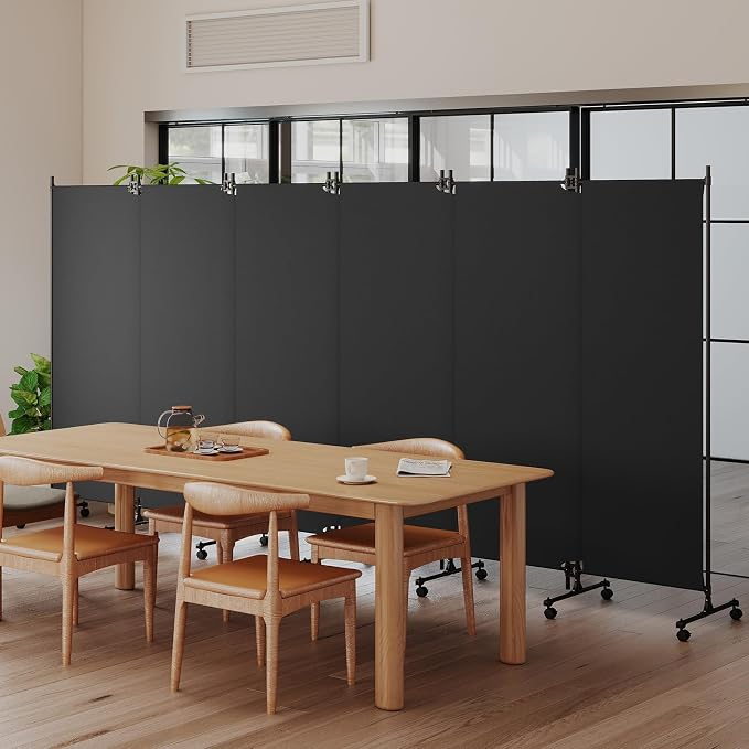 6 Panel Room Divider with Lockable Wheels, Freestanding Partition Room - Image 7