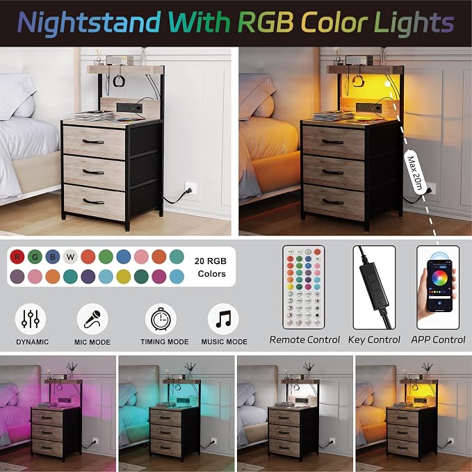 SZLHANJZ Nightstand Set of 2, - Image 5