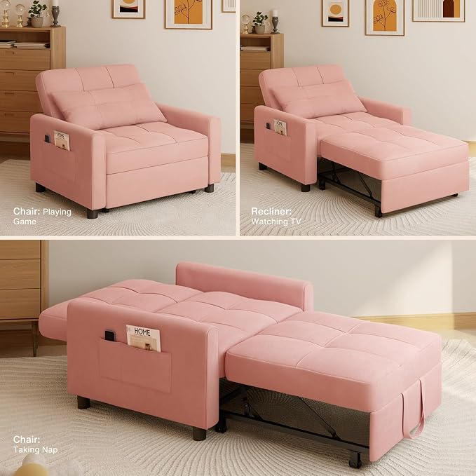 Aiho Convertible Sleeper Chair 3-in-1 Sofa Bed, Dorms and Guest Rooms - Image 3