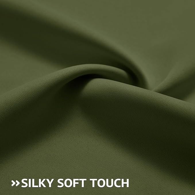 COSVIYA Grommet Blackout Room Darkening Olive Green Curtains 72 inch Length | - Image 5