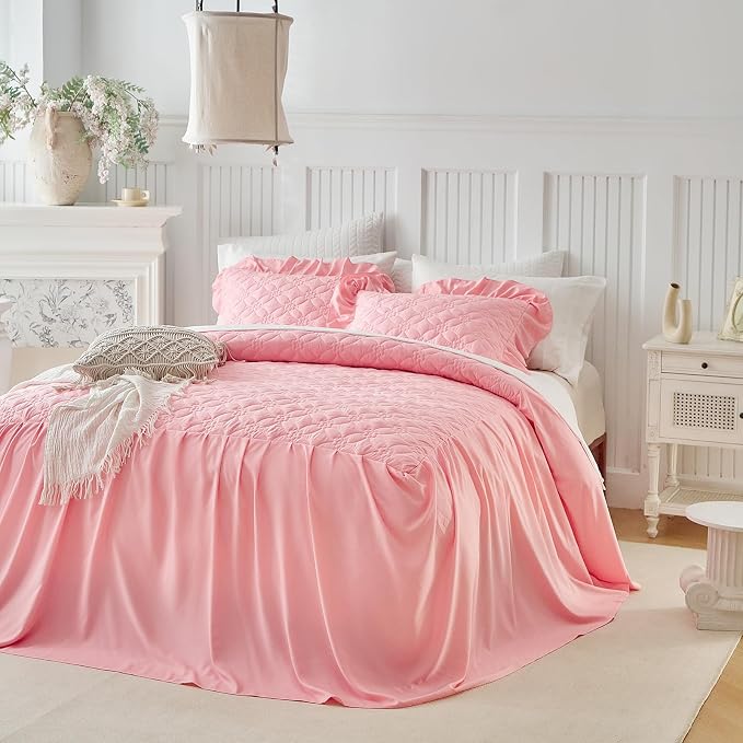 Ruffle Skirt Bedspread Set Flower Style - Image 5