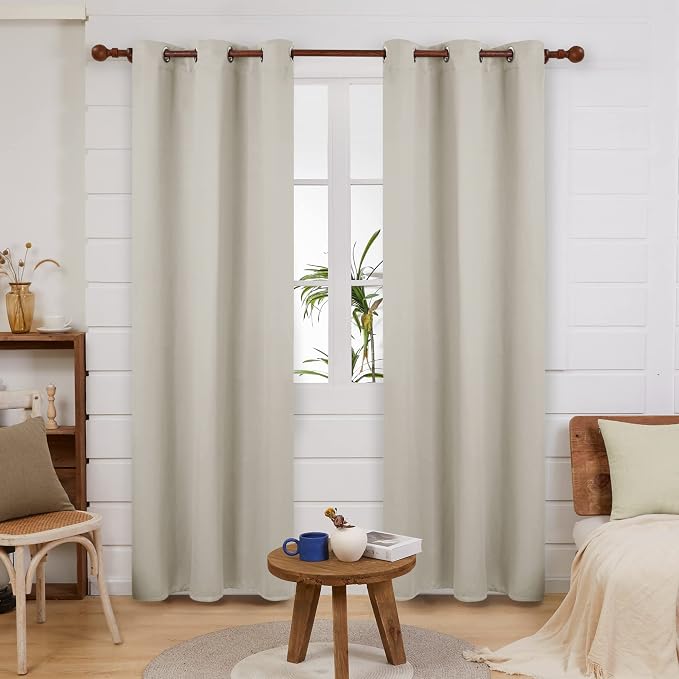 Deconovo Blackout Curtains for Bedroom and Living Room 84 Inches Long | Black - Image 2