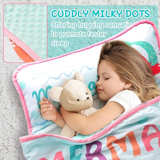 TANOSHII® Toddler Nap Mat with Pillow and Blanket, Portable Kids Sleeping Mats for Daycare, Preschool, 21" x 53", Lightweight and Soft Sleeping Bags for Kids