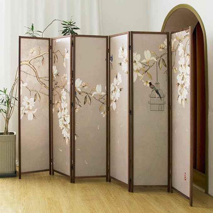 6 Panel Room Divider, 5.6 ft Tall Blackout Folding Privacy Screen - Image 4