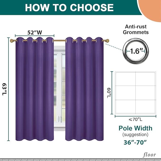 Diraysid 100% Blackout Curtains Purple Linen Curtains - Image 5