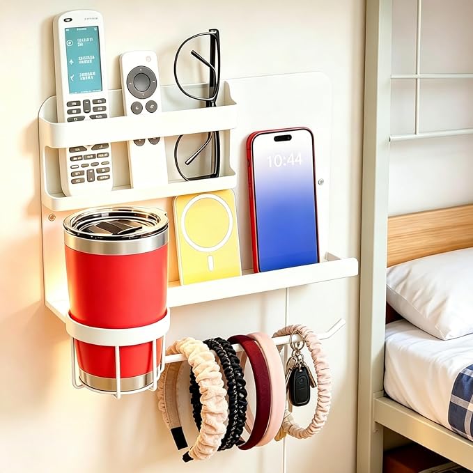Bedside Wall Organizer, Floating Bedside Shelf Wall Mount by Unknown